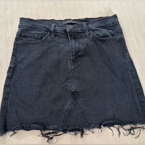 Black Denim Frayed Hem Skirt